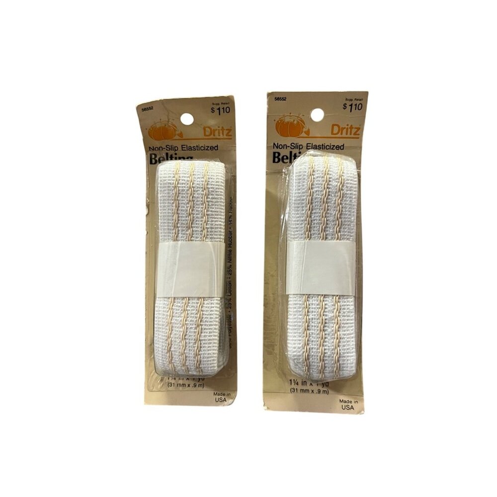 Vintage Dritz Non-Slip Elasticized Belting 1¼” x 1yd 2 Pack NOS Sealed NEW